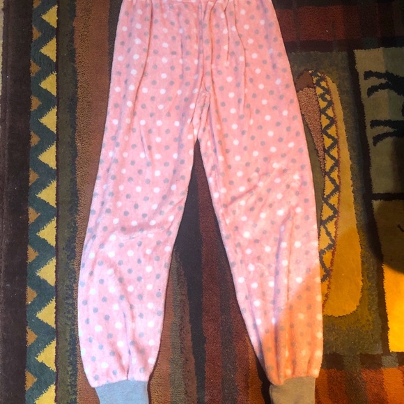 Pink grey and white polka dot pj pants - Picture 1 of 2